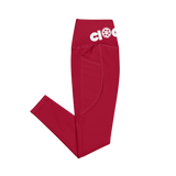 Red and white Clockwork Leggings with pockets