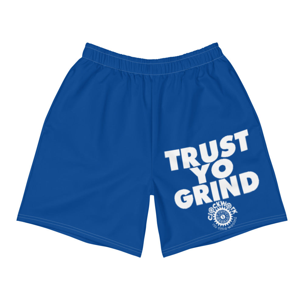 Royal Blue Trust Yo Grind Men's Athletic Long Shorts