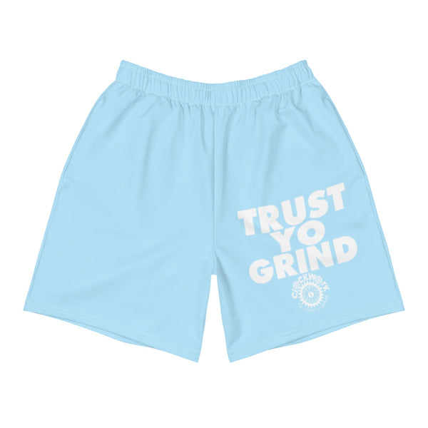 Sky Blue Trust Yo Grind Men's Athletic Long Shorts