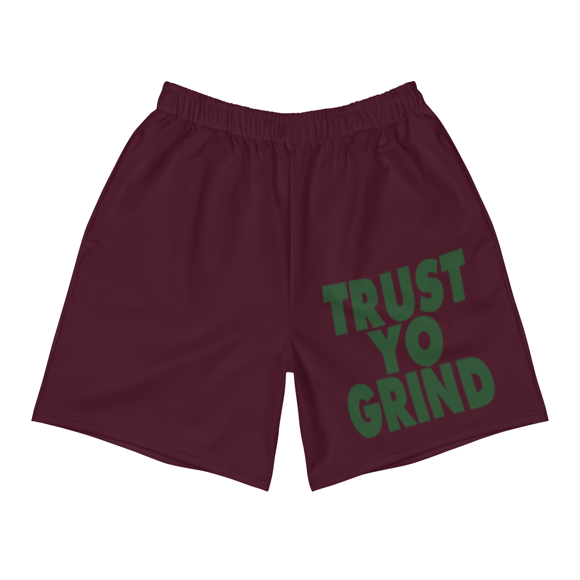 Trust Yo Grind Maroon and Dark Green Men's Athletic Long Shorts