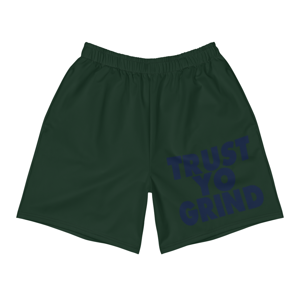 Trust Yo Grind Dark Teal and Navy Men's Athletic Long Shorts
