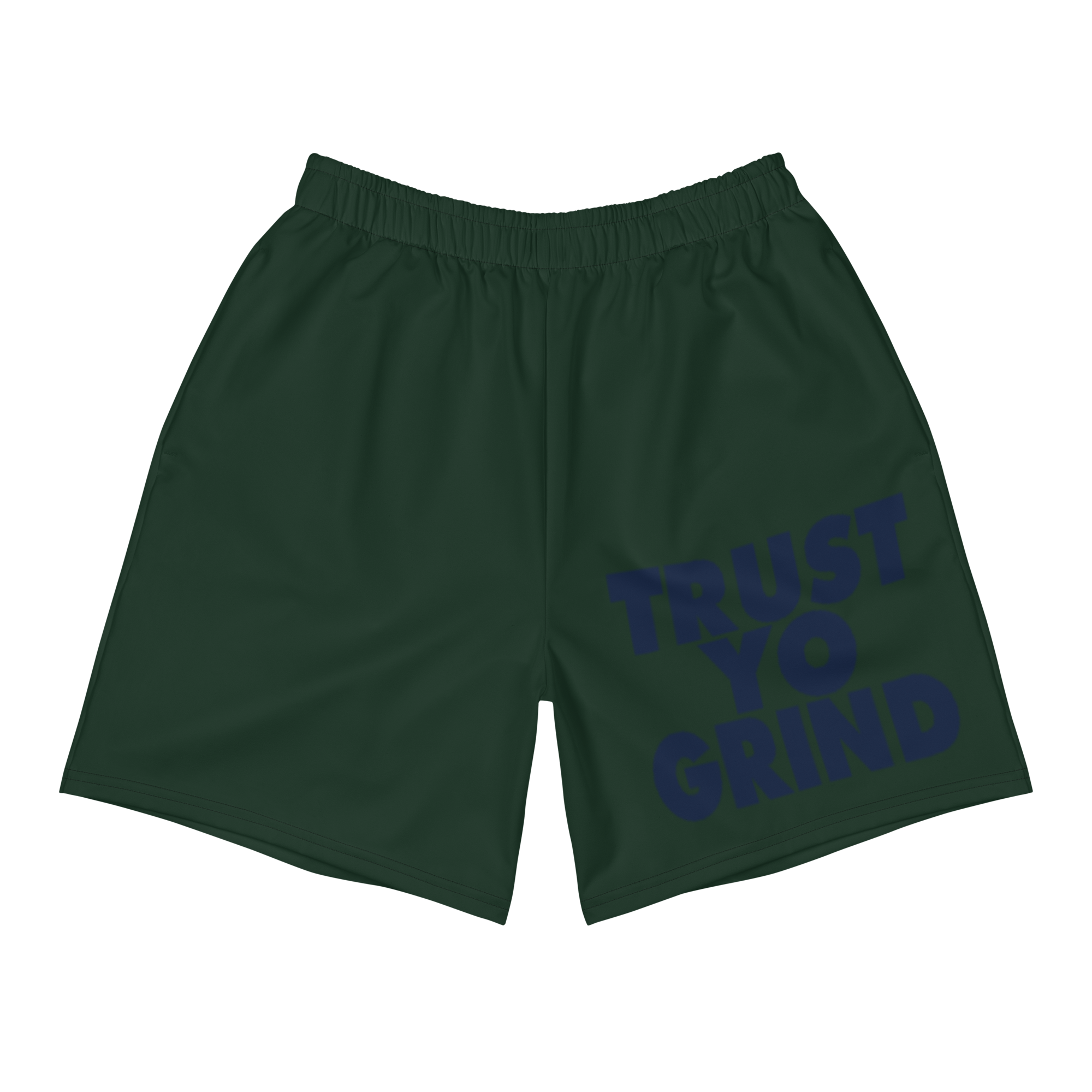 Trust Yo Grind Dark Teal and Navy Men's Athletic Long Shorts