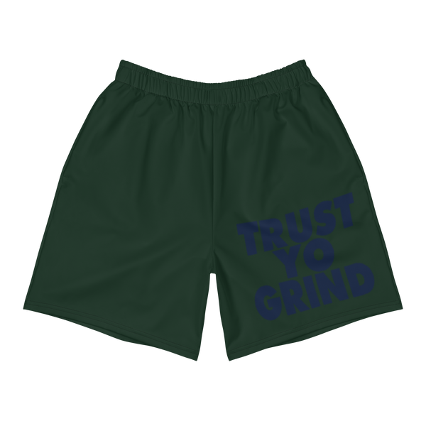 Trust Yo Grind Dark Teal and Navy Men's Athletic Long Shorts