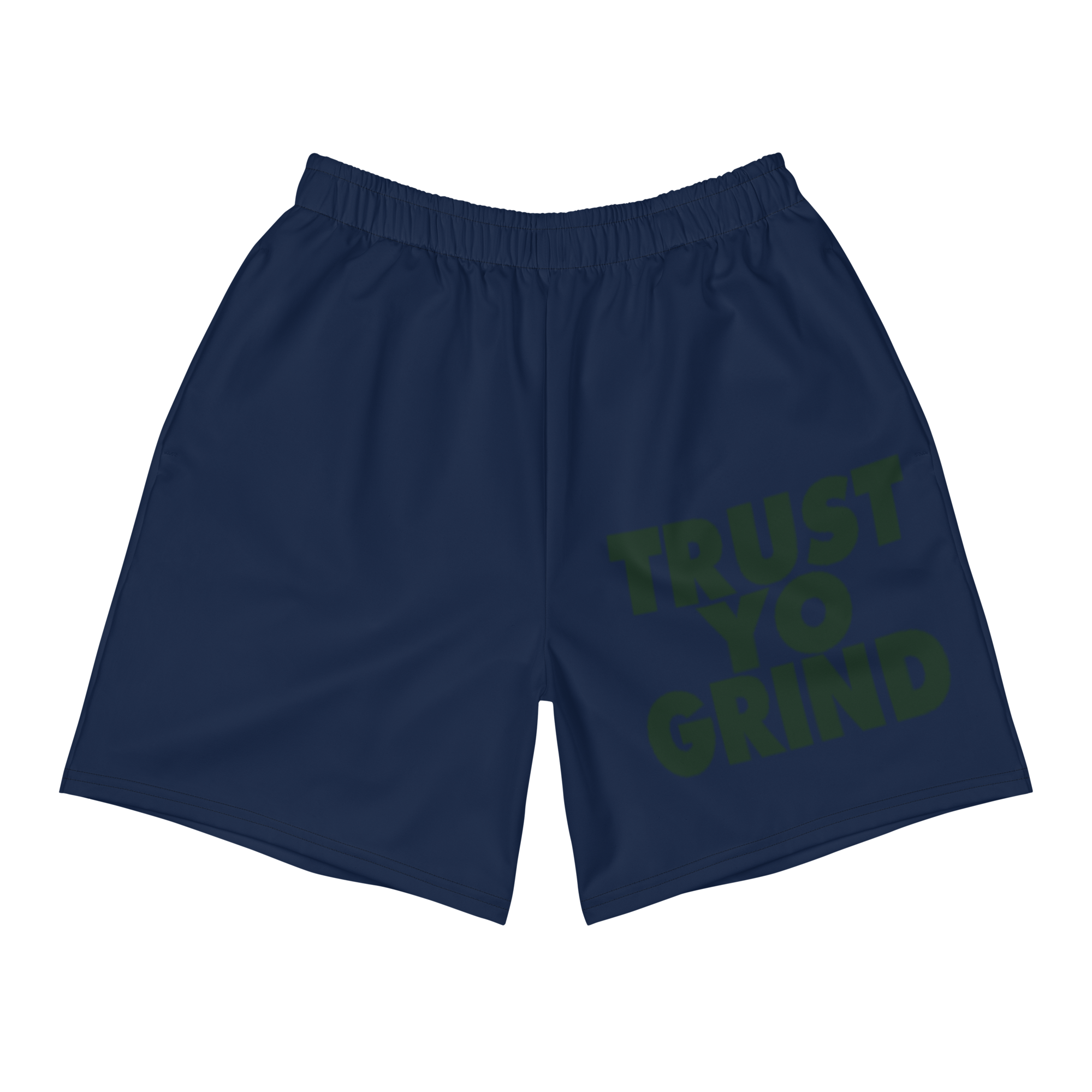 Trust Yo Grind Navy and Dark Teal Men's Athletic Long Shorts