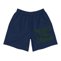 Trust Yo Grind Navy and Dark Teal Men's Athletic Long Shorts