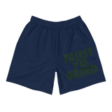 Trust Yo Grind Navy and Dark Teal Men's Athletic Long Shorts
