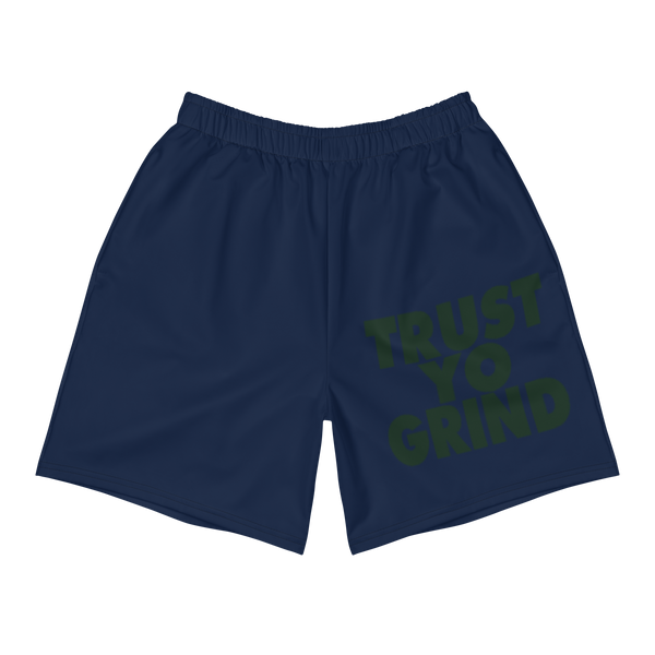 Trust Yo Grind Navy and Dark Teal Men's Athletic Long Shorts