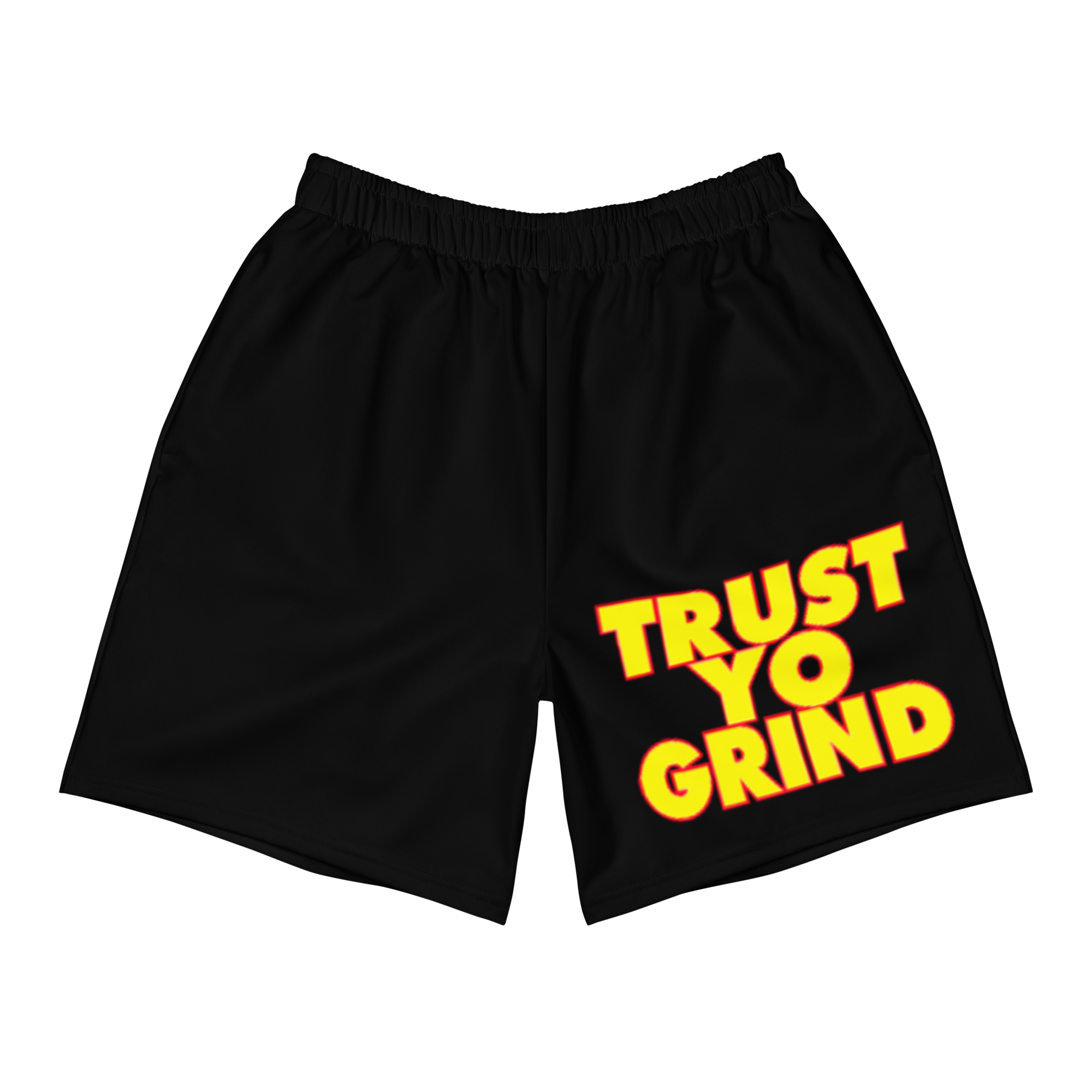 Trust Yo Grind Yellow, Black, Red Men's Athletic Long Shorts