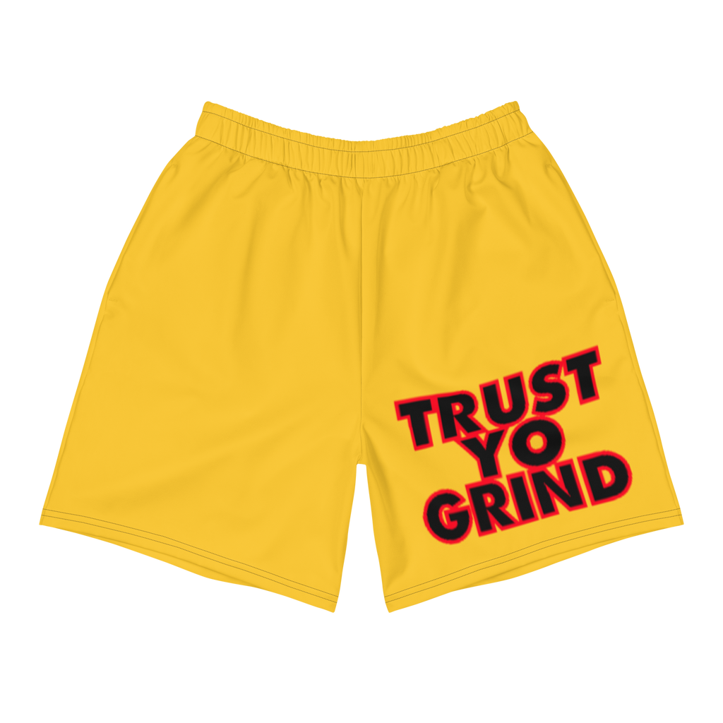 Trust Yo Grind Yellow, Black, Red Men's Athletic Long Shorts