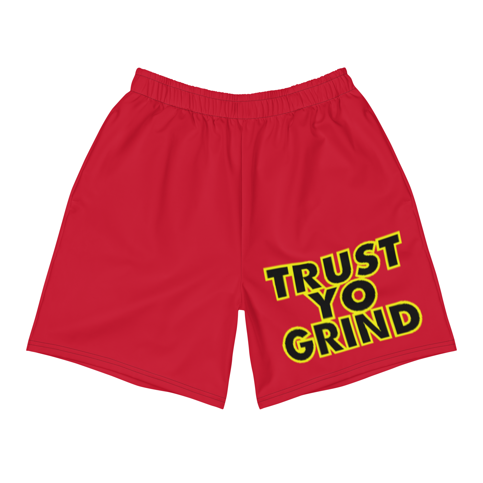 Trust Yo Grind Yellow, Black, Red Men's Athletic Long Shorts