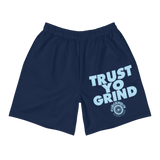 Trust Yo Grind Navy and Sky Blue Men's Athletic Long Shorts