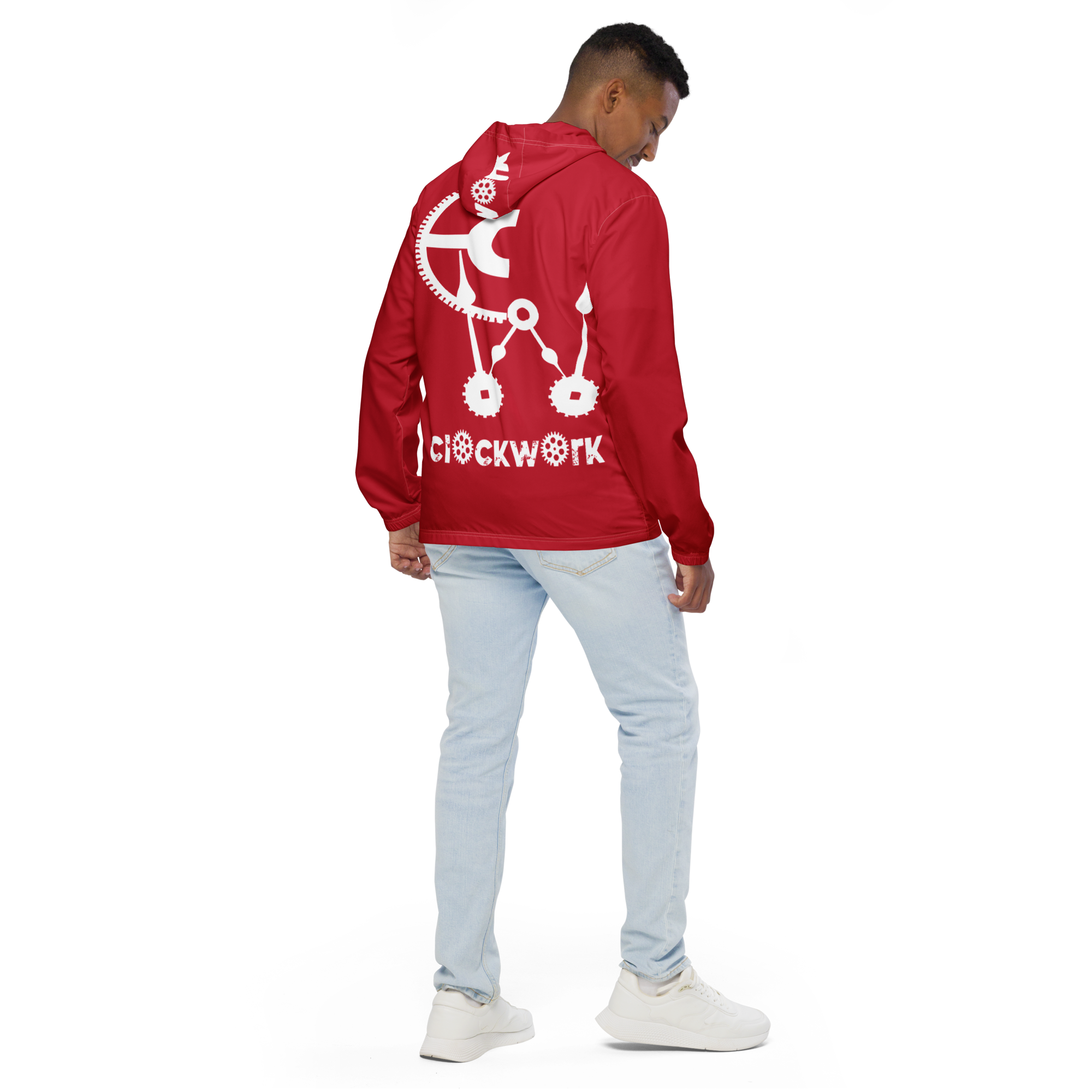Clockwork Red And white Men’s windbreaker