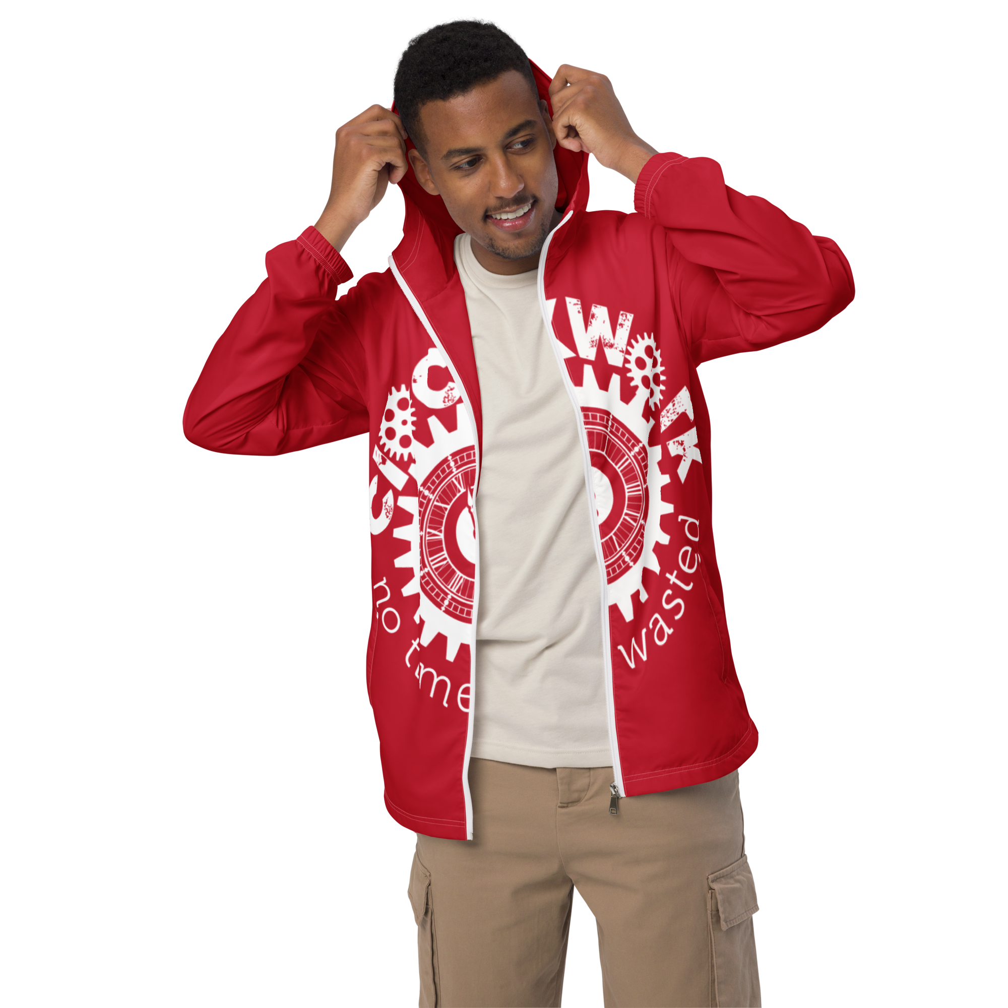 Clockwork Red And white Men’s windbreaker