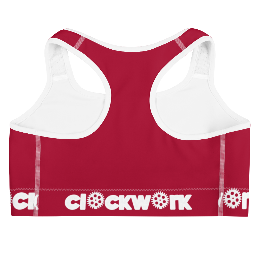 Clockwork Red and White Sports bra
