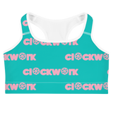 Clockwork Blue and Pink Sports bra