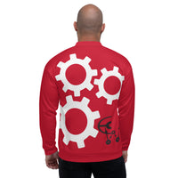 Clockwork Red Black and white Unisex Bomber Jacket