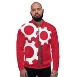 Clockwork Red Black and white Unisex Bomber Jacket