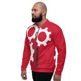 Clockwork Red Black and white Unisex Bomber Jacket