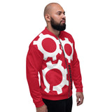 Clockwork Red Black and white Unisex Bomber Jacket