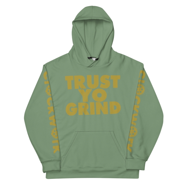 Olive and Gold Trust Yo Grind Clockwork Unisex Hoodie