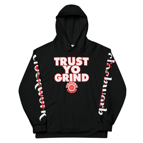 Trust Yo Grind Clockwork black, red, and white Unisex Hoodie