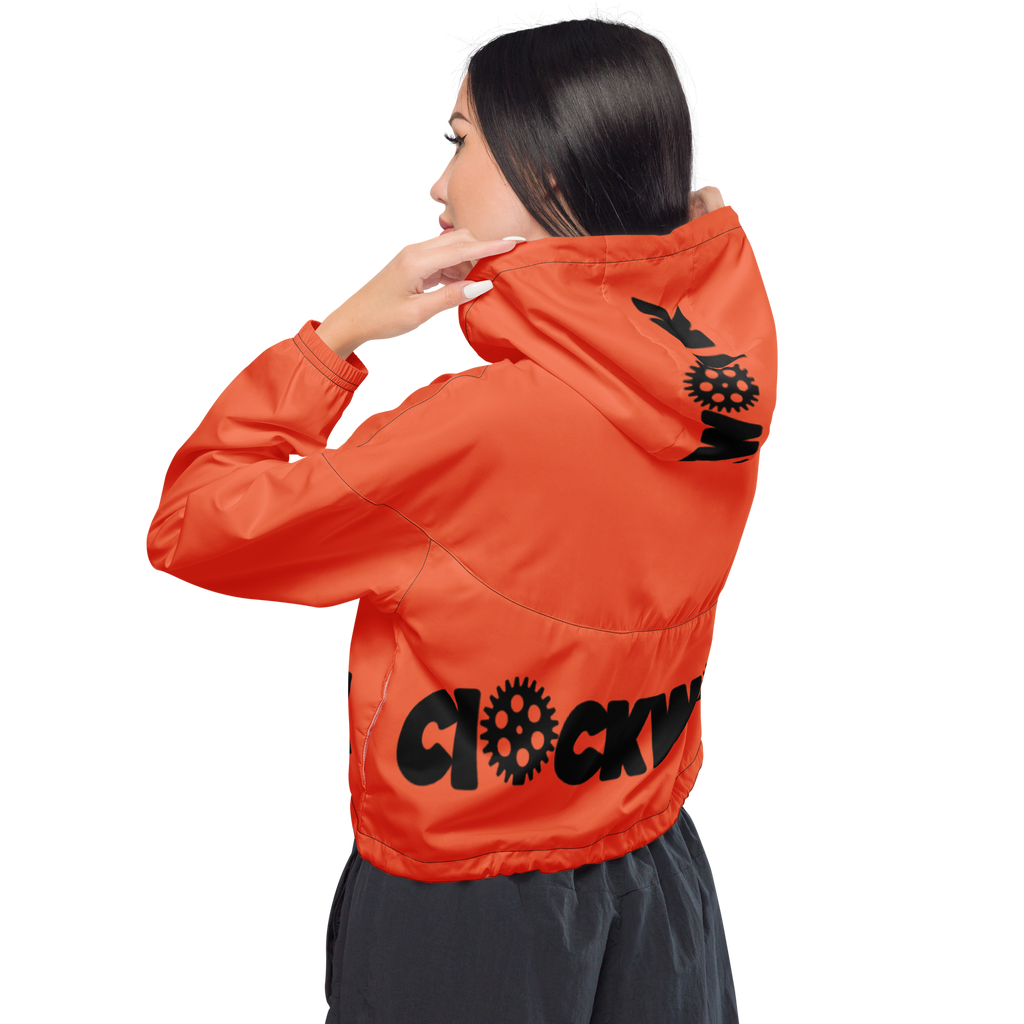 orange and black Clockwork Women’s cropped windbreaker