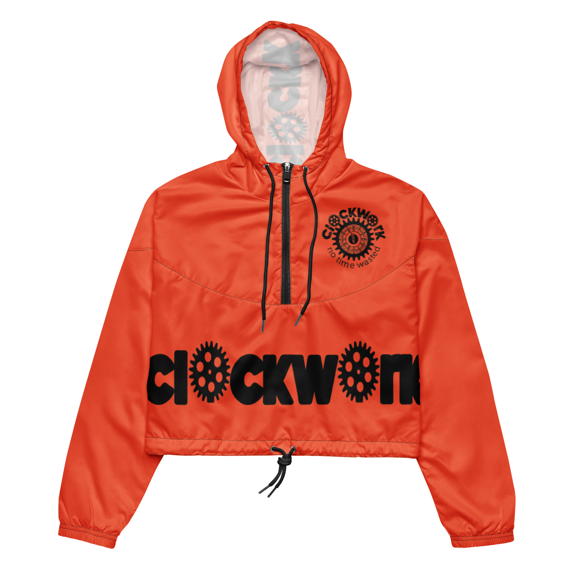 orange and black Clockwork Women’s cropped windbreaker