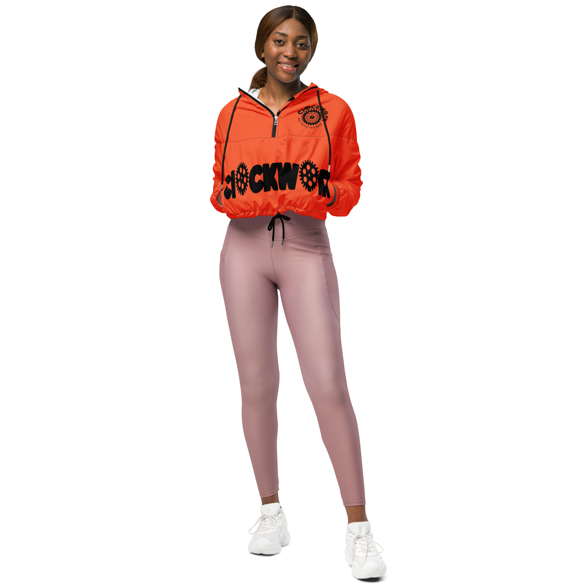 orange and black Clockwork Women’s cropped windbreaker