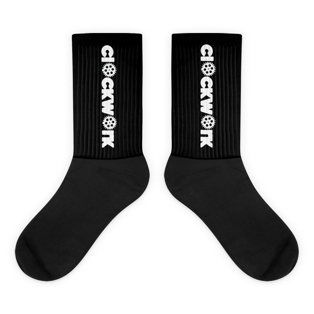 Clockwork word Black Socks