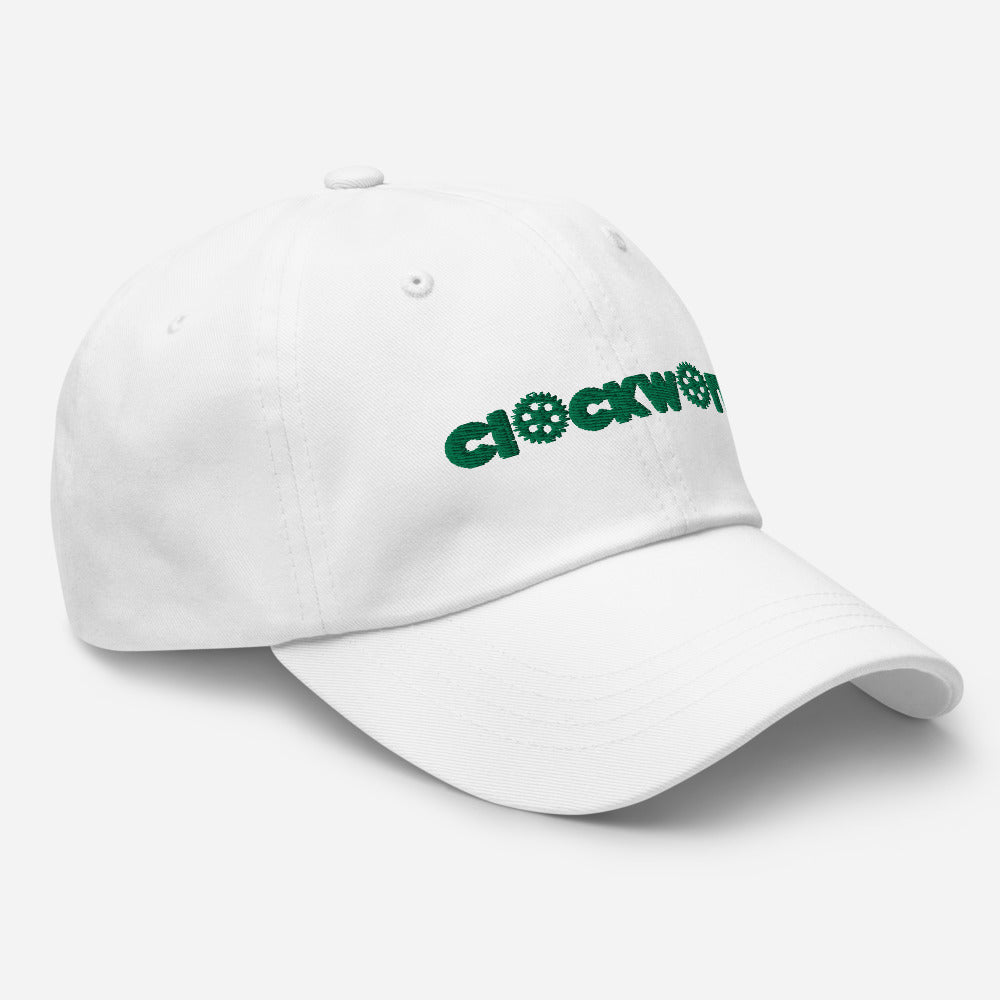 Green Clockwork Logo White Dad hat