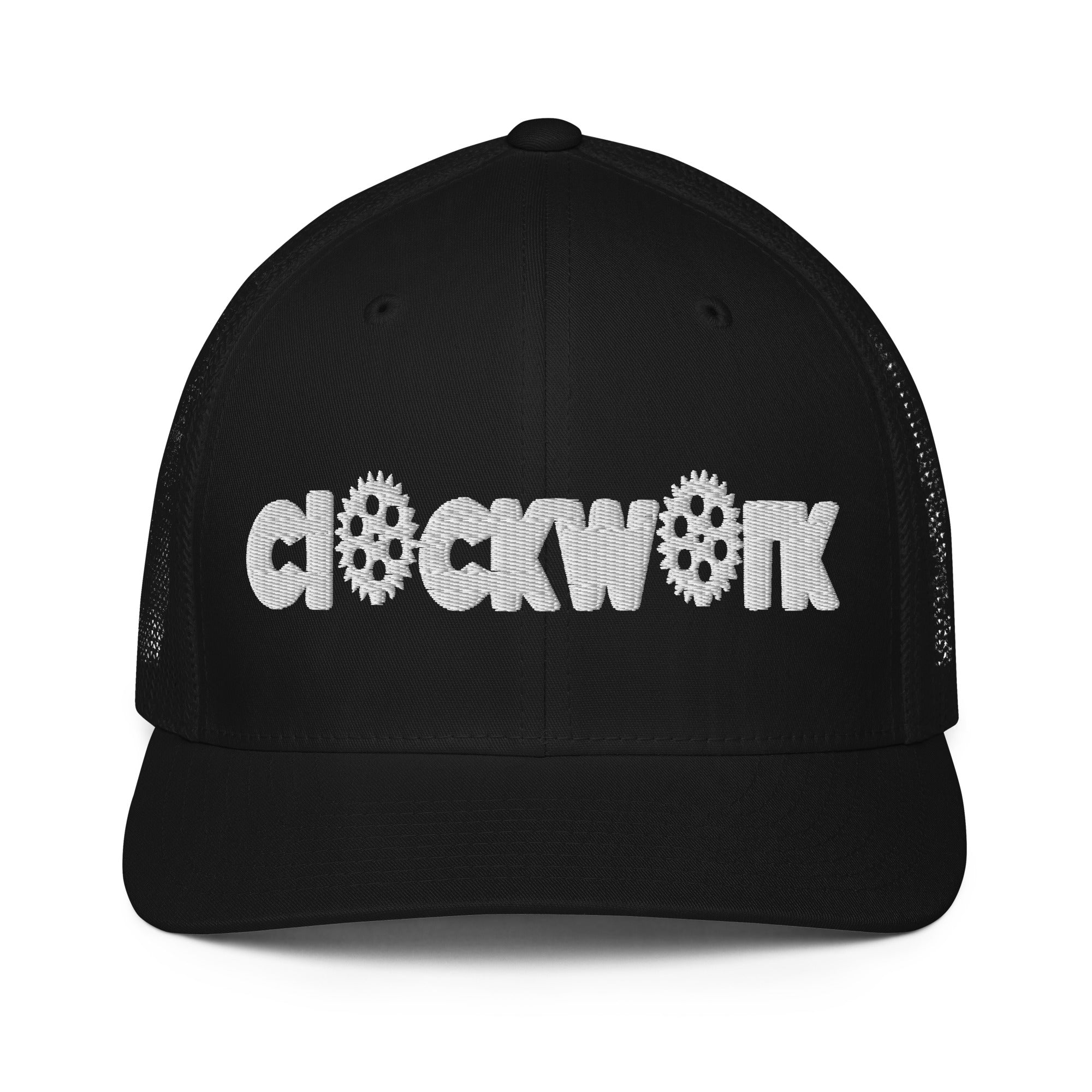 Clockwork Word black/white Closed-back trucker cap