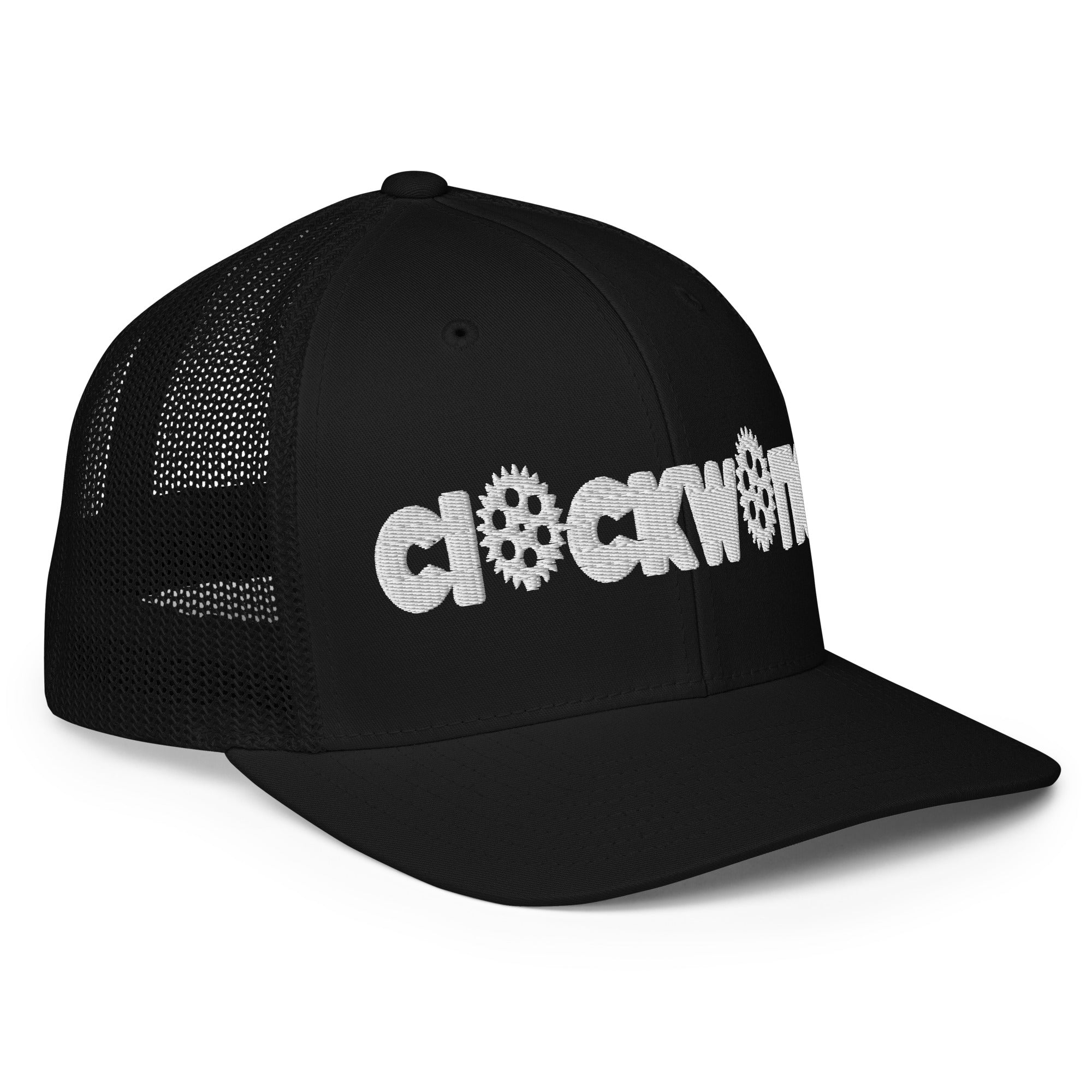 Clockwork Word black/white Closed-back trucker cap