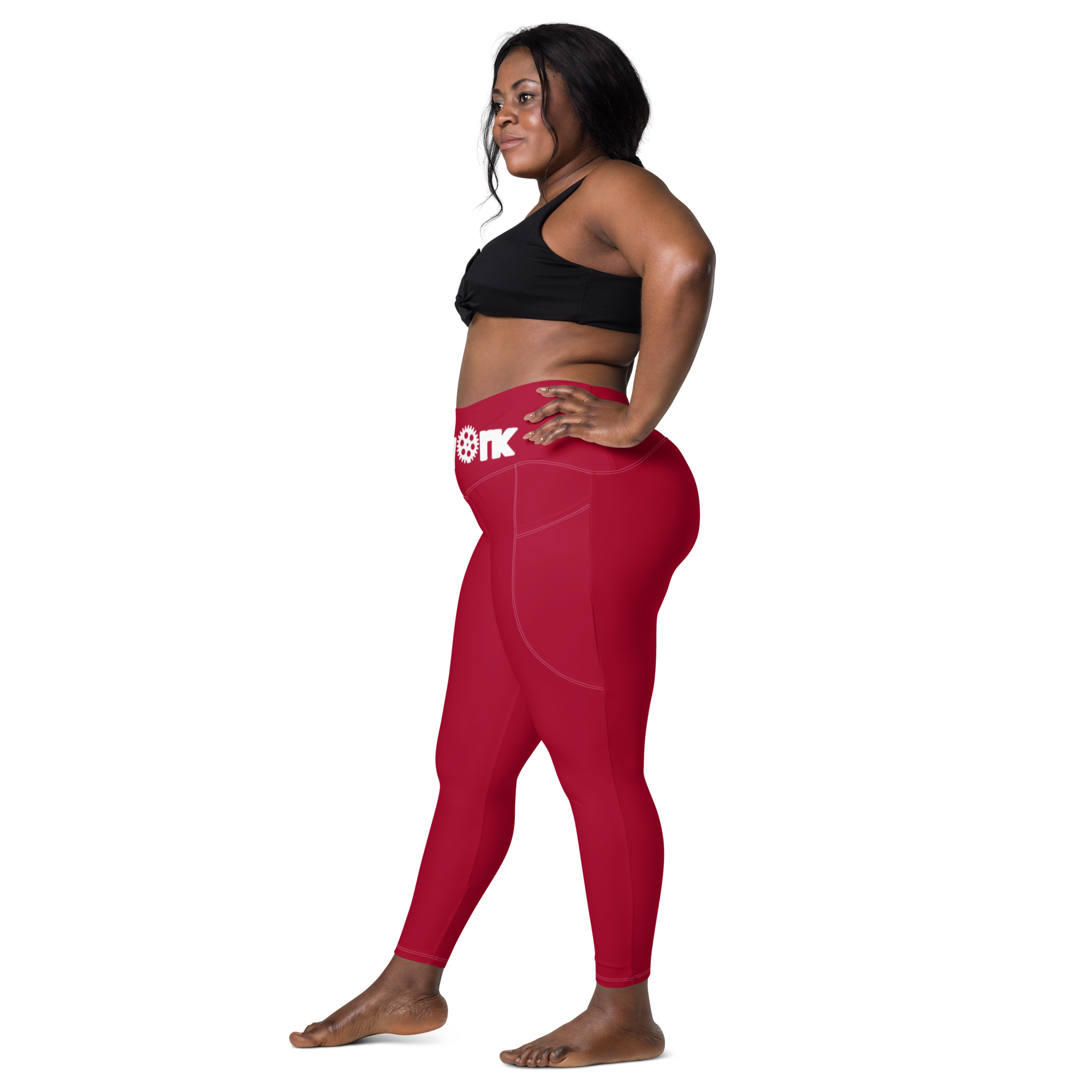 Red and white Clockwork Leggings with pockets