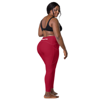Red and white Clockwork Leggings with pockets