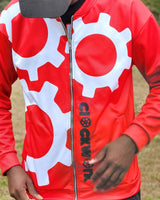 Clockwork Red Black and white Unisex Bomber Jacket