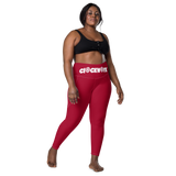 Red and white Clockwork Leggings with pockets