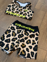 Cheetah Print Clockwork Yoga Women's Biker Shorts