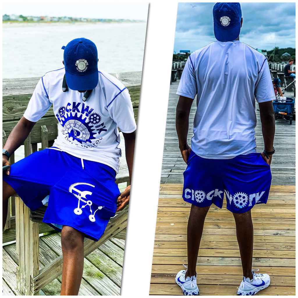 Blue Clockwork Shorts Men's Athletic Long Shorts