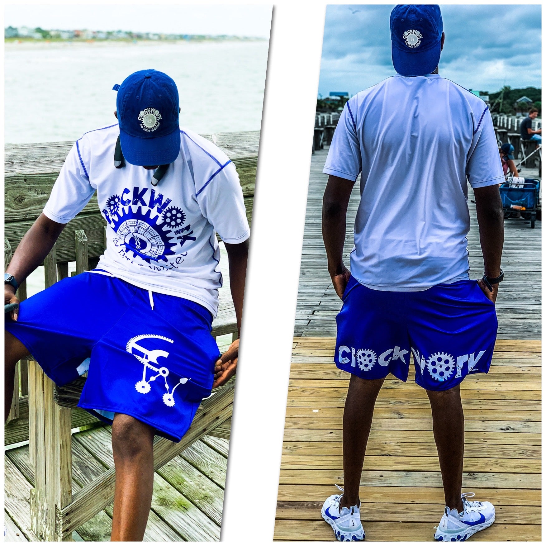 Blue Clockwork Shorts Men's Athletic Long Shorts