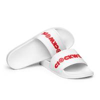 Clockwork white w/red Letters Men’s slides