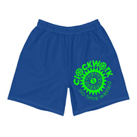 Clockwork Blue w/ Lime Green logo Men's Athletic Long Shorts
