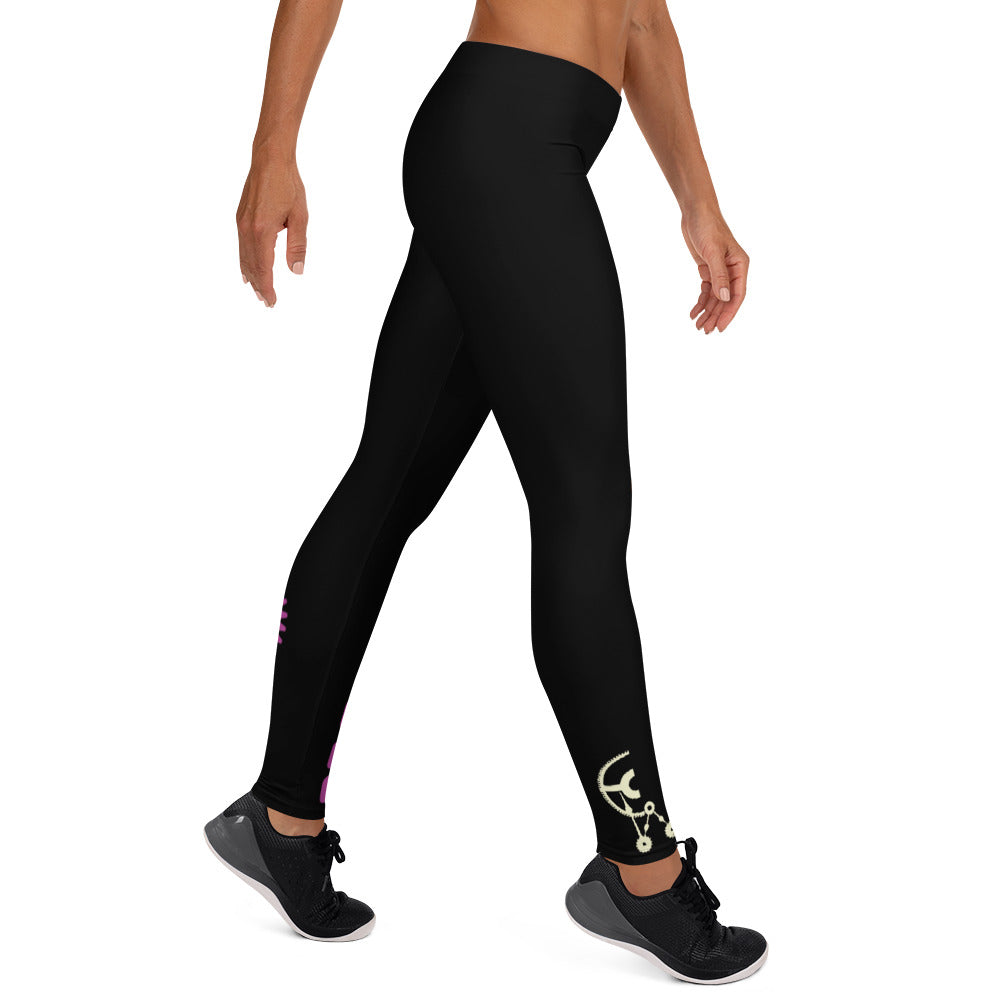 Clockwork Pink Logo Black Leggings