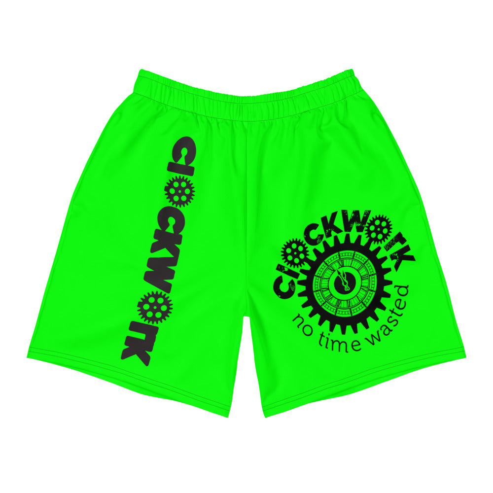 Lime Green Clockwork Men's Athletic Long Shorts