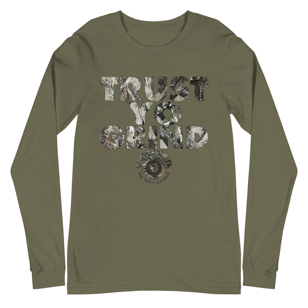 Trust Yo Grind Hunter Camo Unisex Long Sleeve Tee