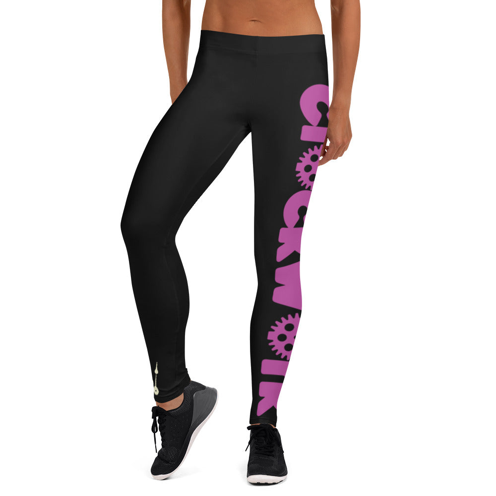 Clockwork Pink Logo Black Leggings