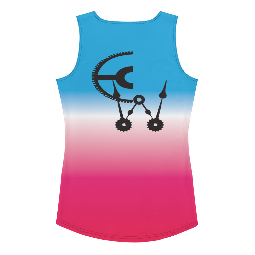 Pink Blue and White Clockwork Women's Tank Top