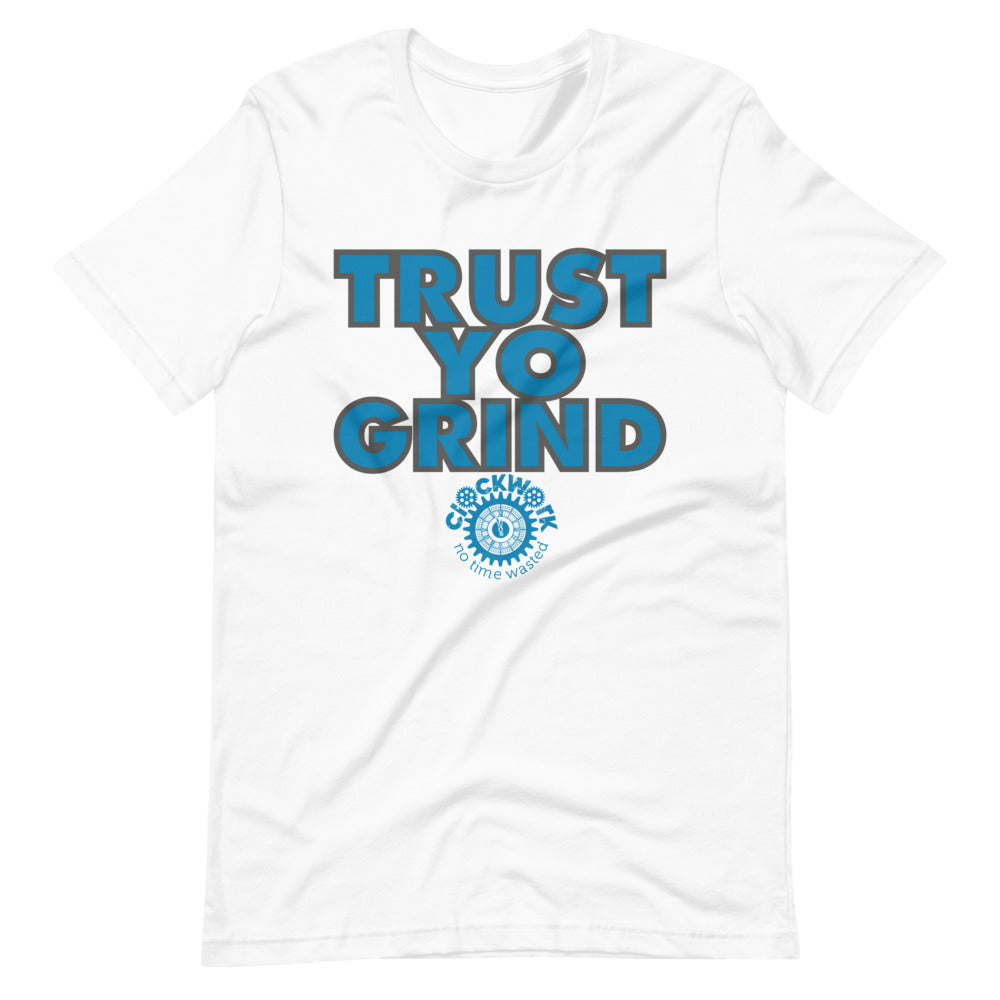 Trust Yo Grind Red and Blue Logo Blue Short-Sleeve Unisex T-Shirt