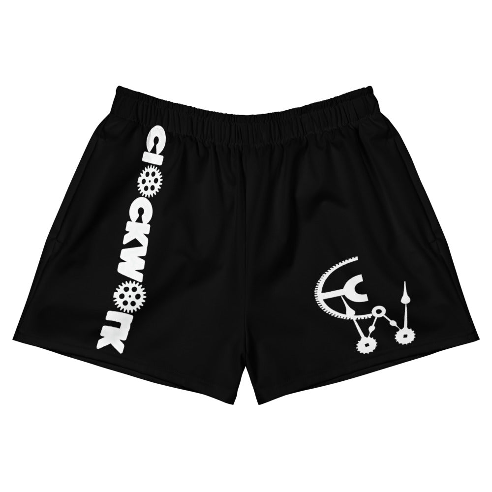 Clockwork White Word Logo Women's Athletic Short Shorts