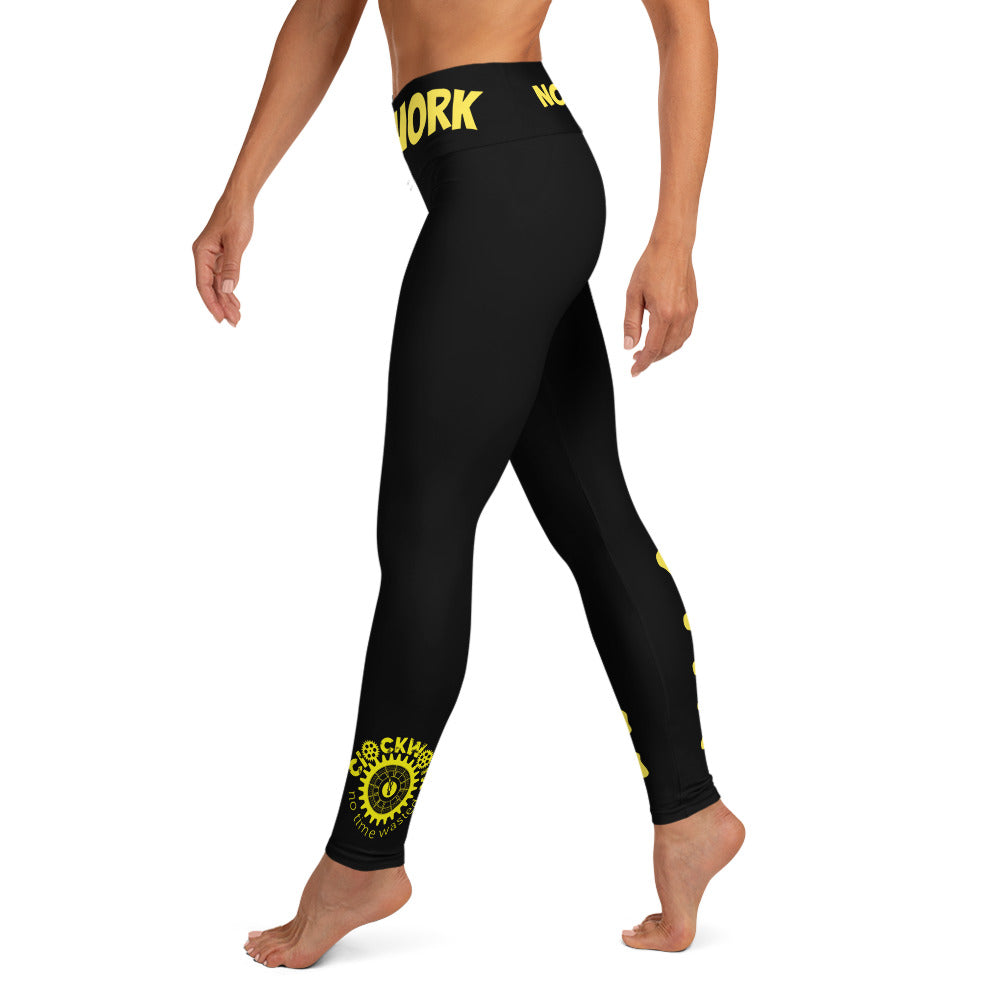 Clockwork black and Yellow Logo Yoga Leggings