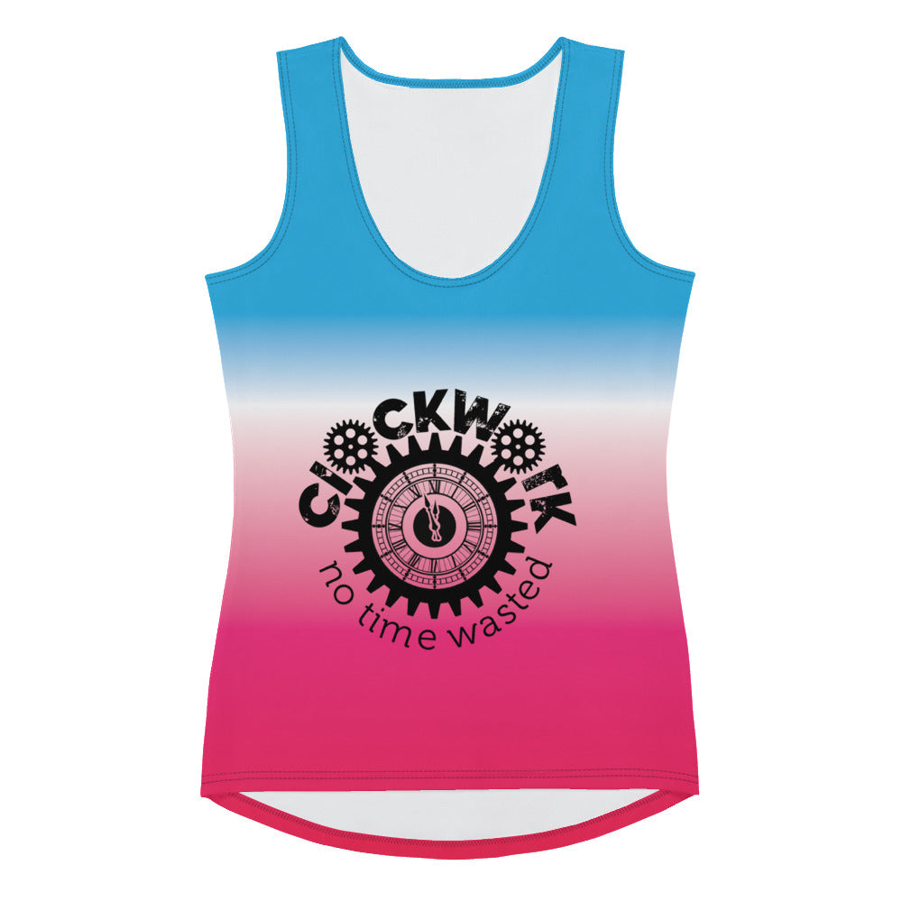 Pink Blue and White Clockwork Women's Tank Top